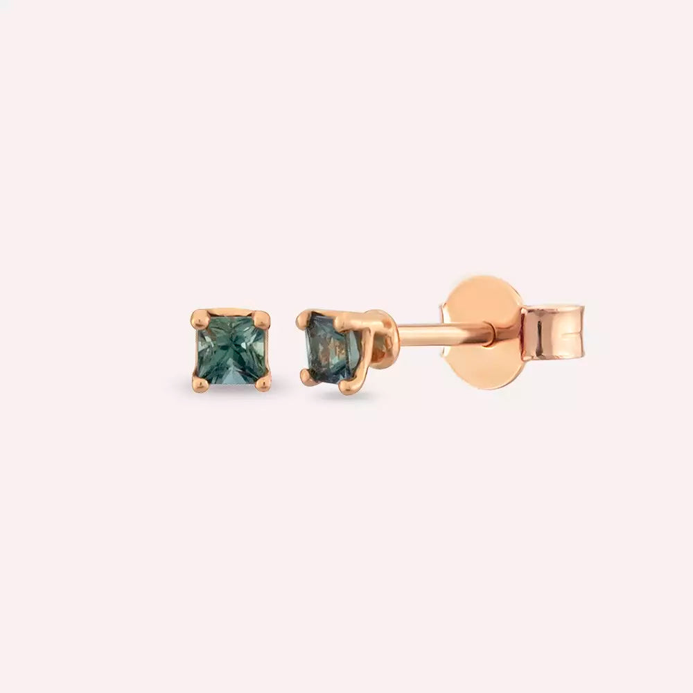 Paio Green Safir Taşlı Rose Altın Küpe