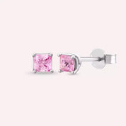 Paio Light Pink Safir Taşlı Beyaz Altın Küpe