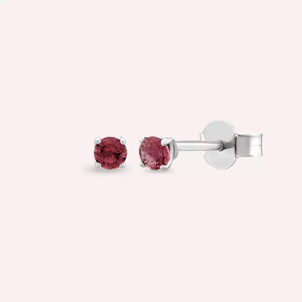 Paio Red Safir Taşlı Beyaz Altın Küpe