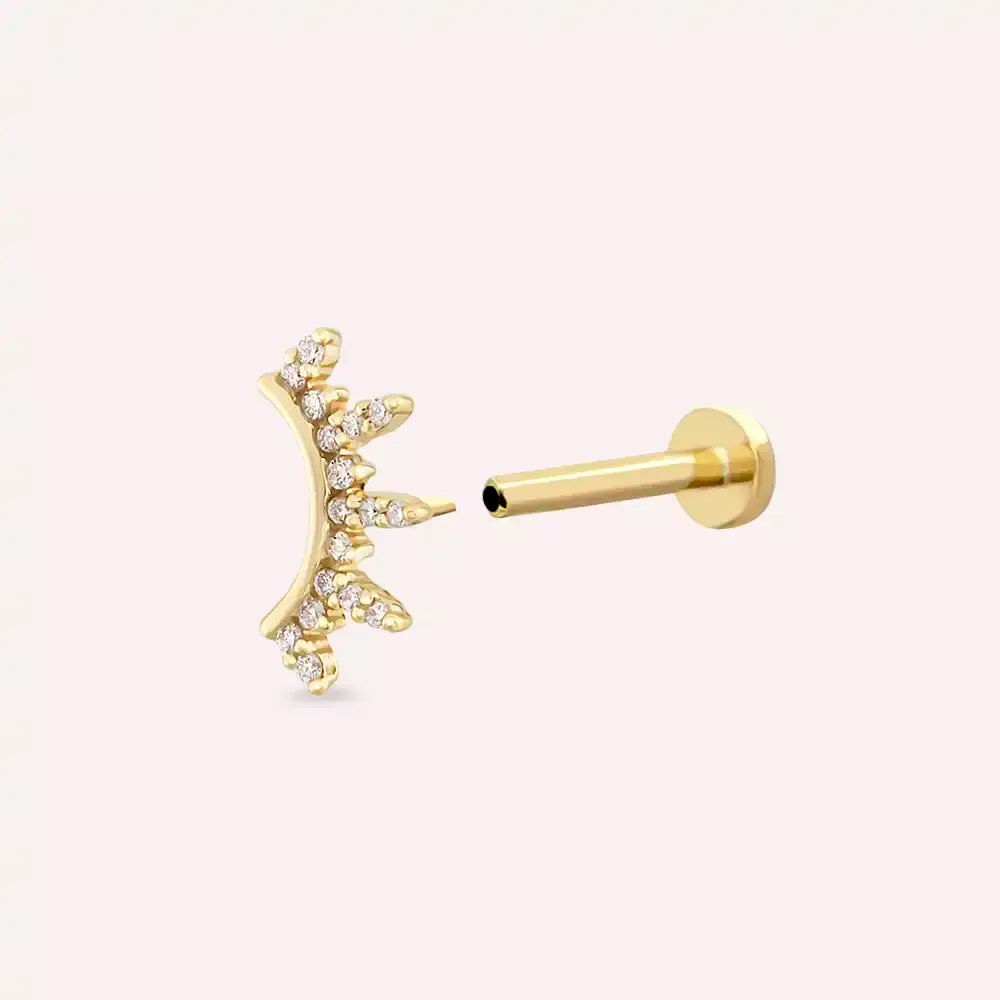 Pearl Pırlanta Taşlı Sarı Altın Piercing