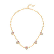 Pembe Taşlı Baget Silindir Kolye