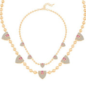 Pembe Taşlı Baget Silindir Kolye