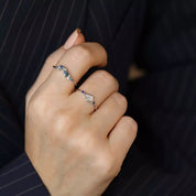 Prisma Safir ve Pırlanta Taşlı Beyaz Altın Yüzük