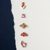 Petra Orange Safir Taşlı Rose Altın Piercing