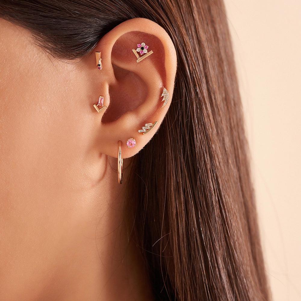 Petra Pink Safir Taşlı Rose Gold Piercing - Tufanlar Kuyumculuk