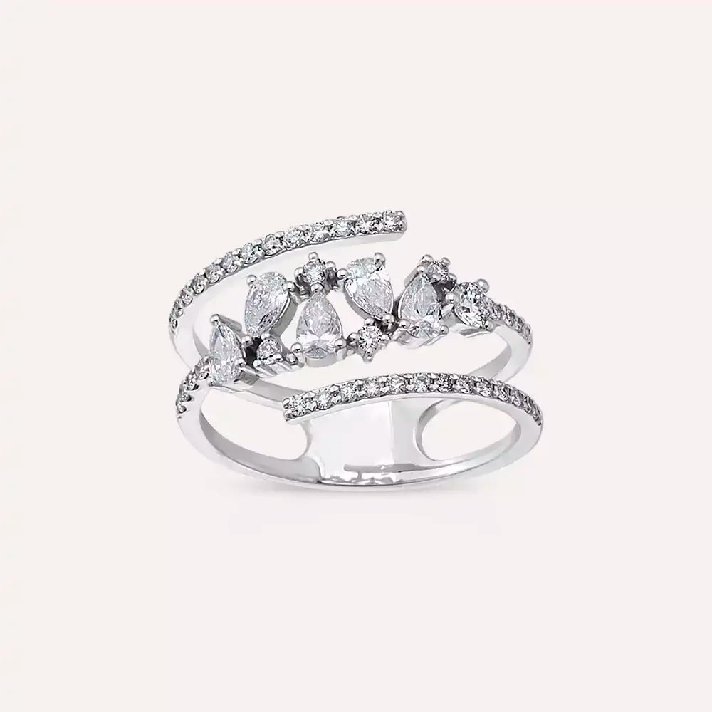 Frost 0.73 CT Damla Kesim Pırlanta Taşlı Beyaz Altın Yüzük