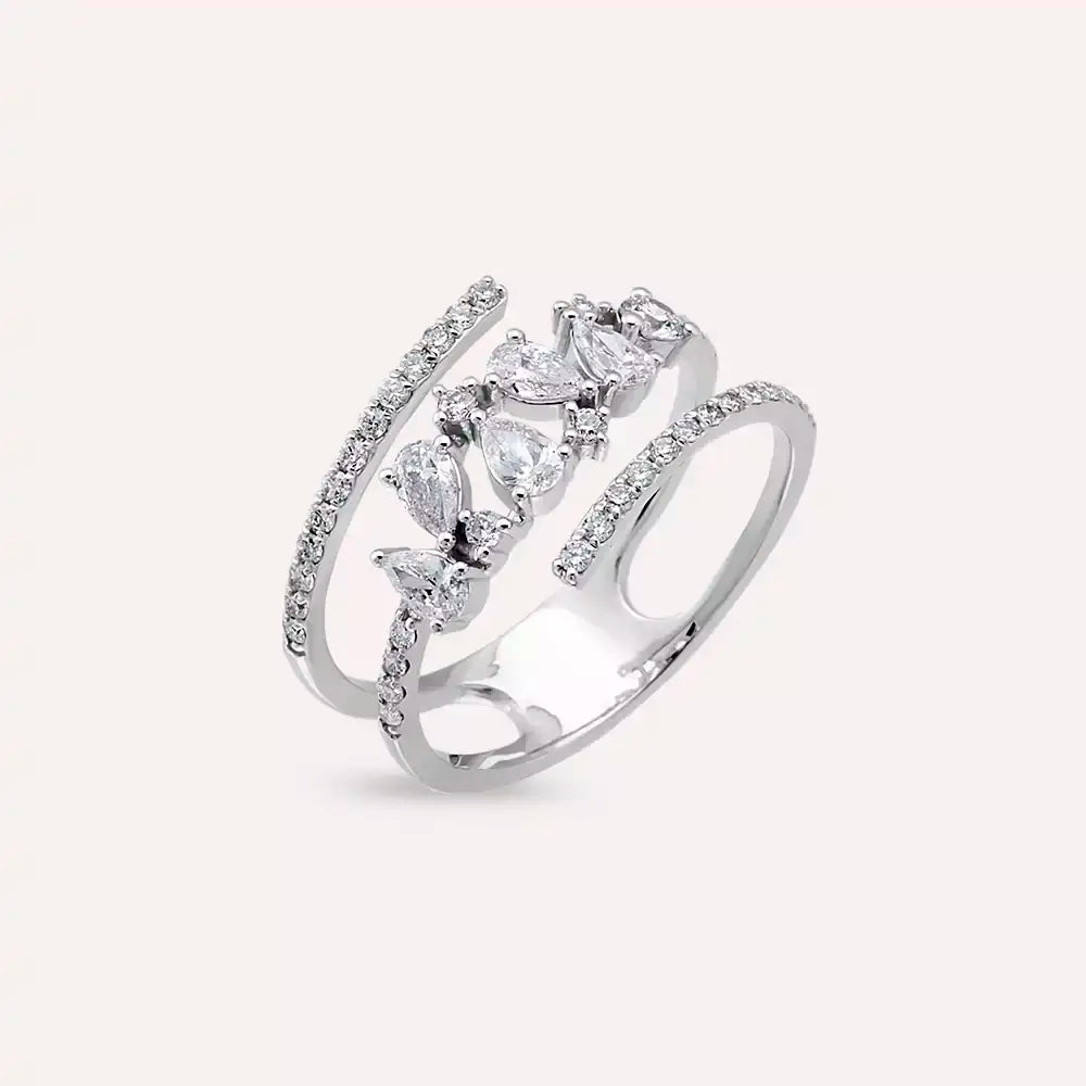 Frost 0.73 CT Damla Kesim Pırlanta Taşlı Beyaz Altın Yüzük