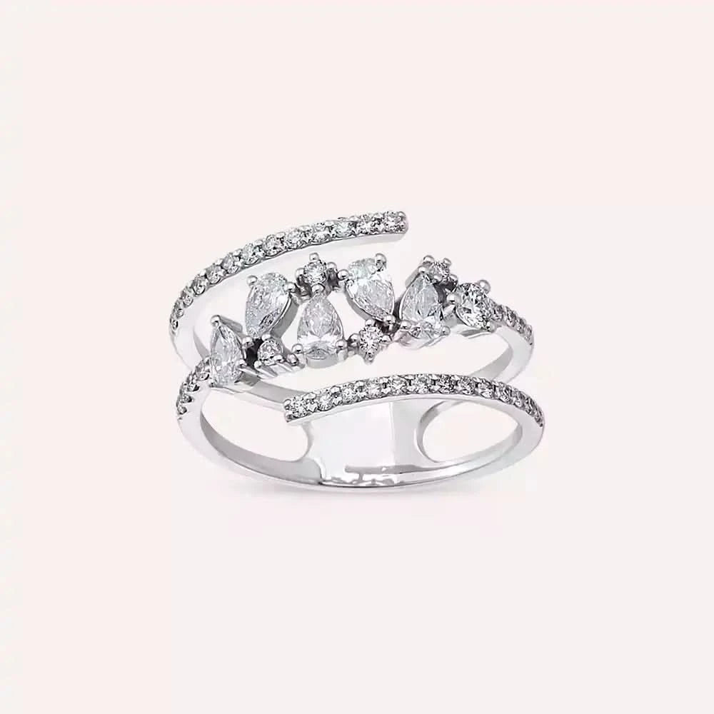 Pia 0.73 CT Damla Kesim Pırlanta Taşlı Beyaz Altın Yüzük