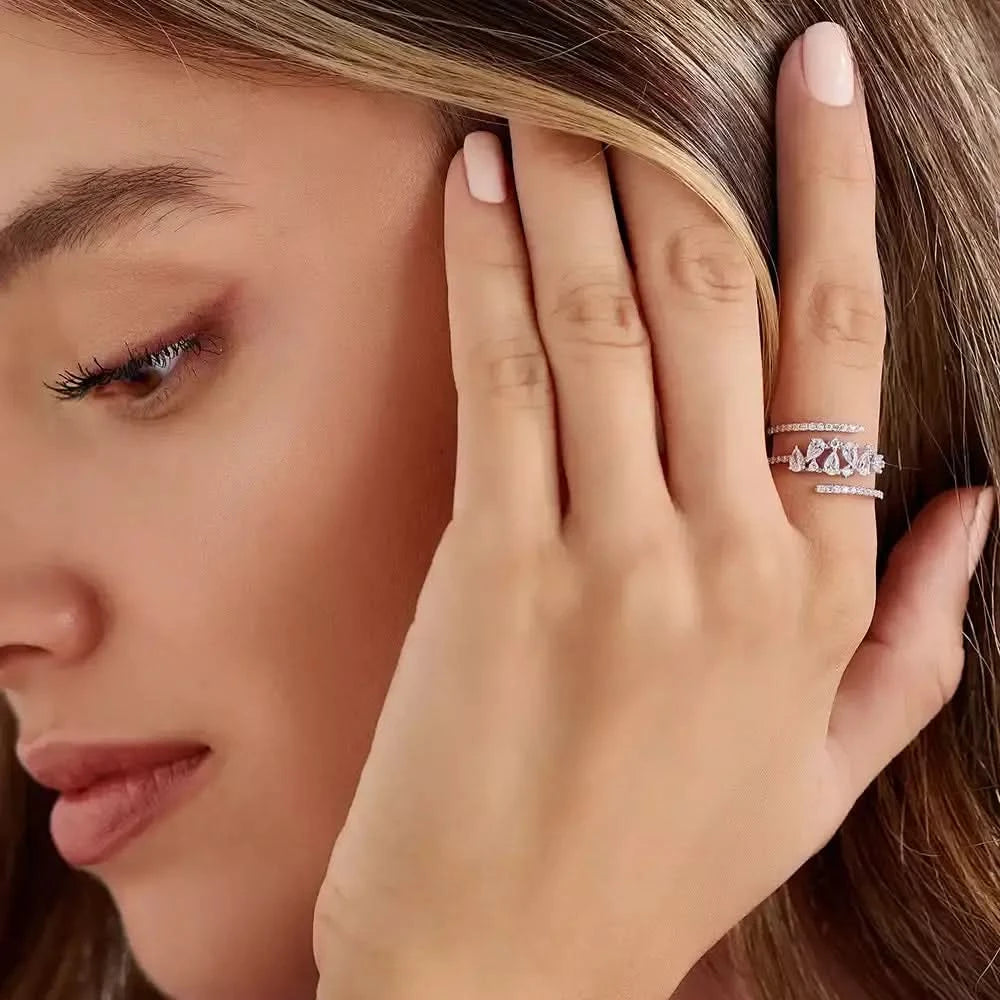 Pia 0.73 CT Damla Kesim Pırlanta Taşlı Beyaz Altın Yüzük