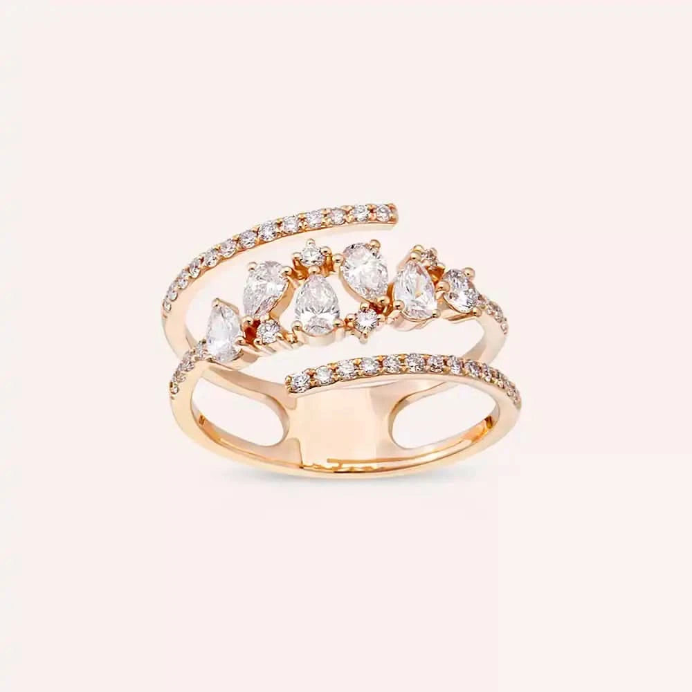 Pia 0.79 CT Damla Kesim Pırlanta Taşlı Rose Altın Yüzük