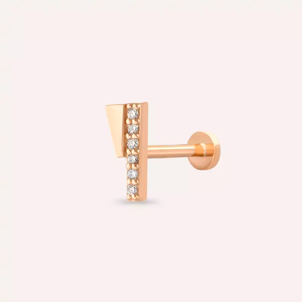 Pillar Pırlanta Taşlı Rose Altın Piercing
