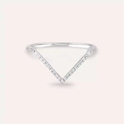 Pırlanta Taşlı Beyaz Altın Minimal V Yüzük