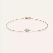 Pırlanta Taşlı Rose ve Beyaz Altın Top Bileklik