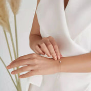 Pırlanta Taşlı Rose ve Beyaz Altın Top Bileklik