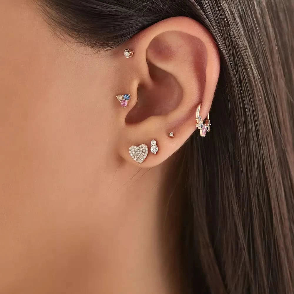 Pix Mini Pırlanta Taşlı Rose Altın Küpe