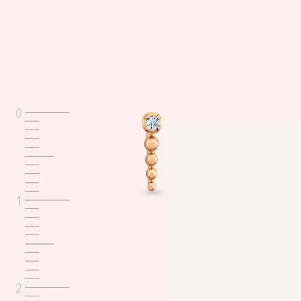 Point Light Blue Safir Taşlı Rose Altın Tek Küpe