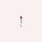 Point Pink Safir Taşlı Beyaz Altın Tek Küpe