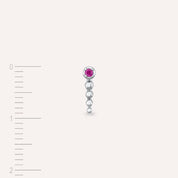 Point Pink Safir Taşlı Beyaz Altın Tek Küpe