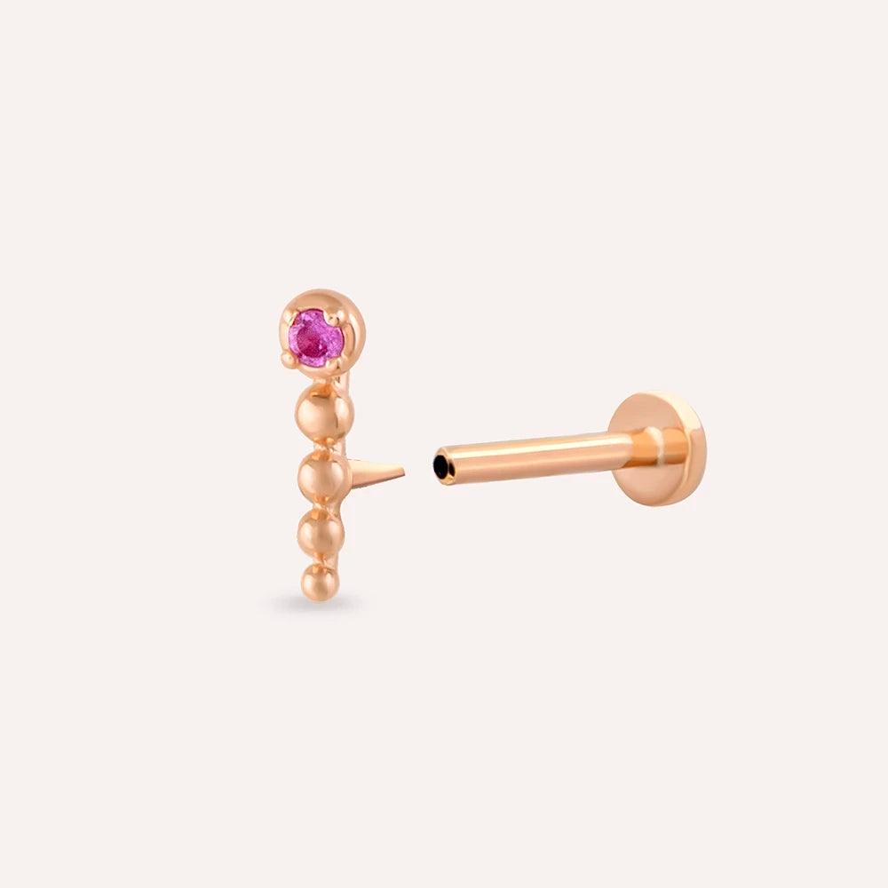 Point Pink Safir Taşlı Rose Altın Piercing - Tufanlar Kuyumculuk