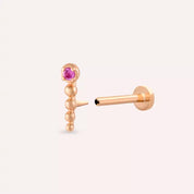 Spot Pink Safir Taşlı Rose Altın Piercing