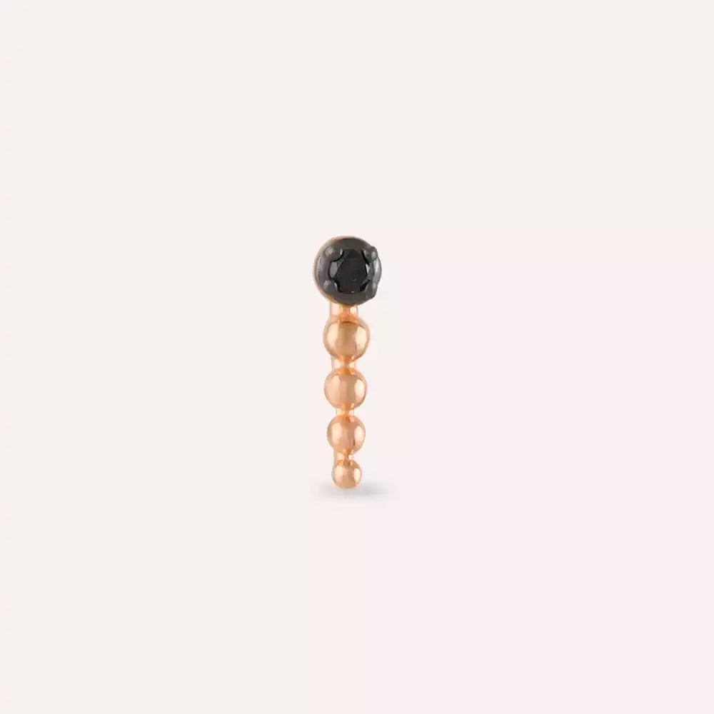 Spot Siyah Pırlanta Taşlı Rose Altın Piercing