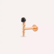 Spot Siyah Pırlanta Taşlı Rose Altın Piercing