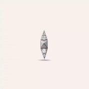 Pointed Pırlanta Taşlı Beyaz Altın Tek Küpe