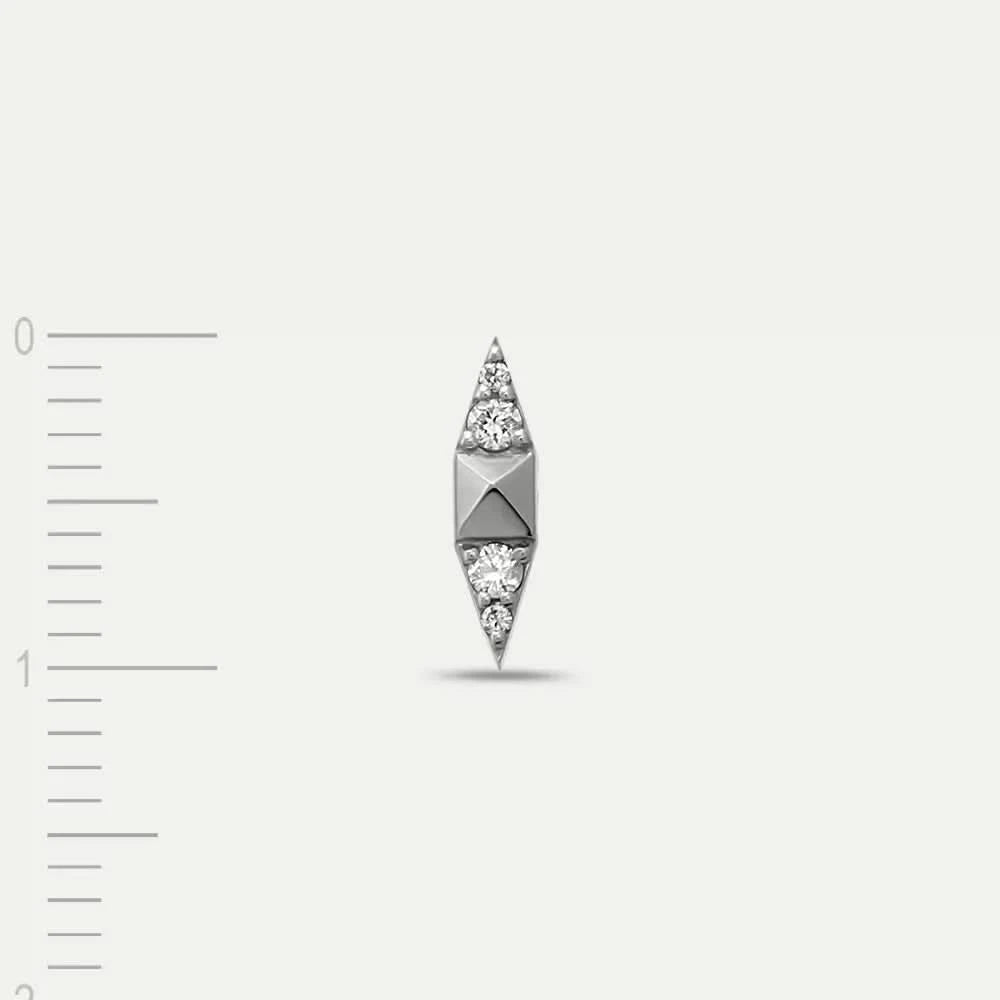 Pointed Pırlanta Taşlı Beyaz Altın Tek Küpe