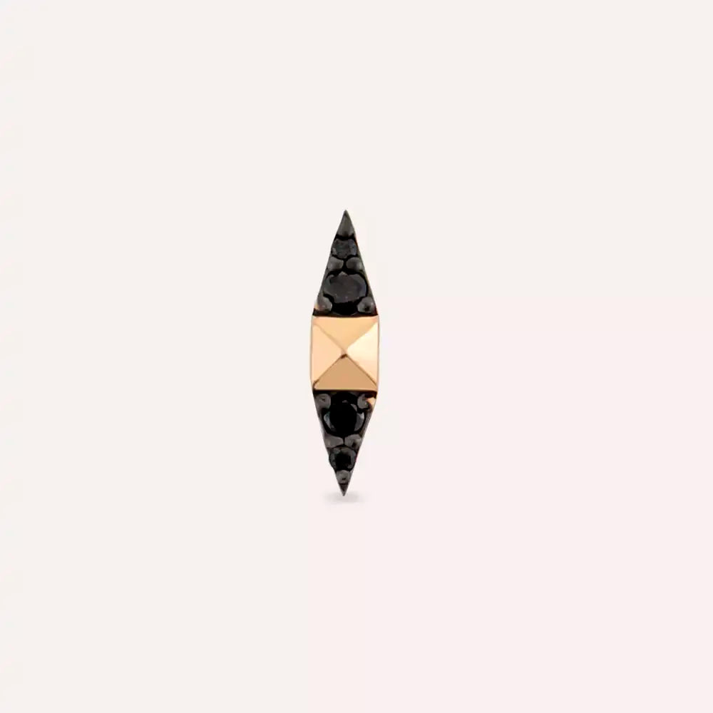 Pointed Siyah Pırlanta Taşlı Rose Altın Piercing