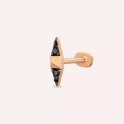 Peak Siyah Pırlanta Taşlı Rose Altın Piercing