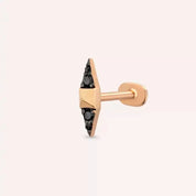Pointed Siyah Pırlanta Taşlı Rose Altın Piercing