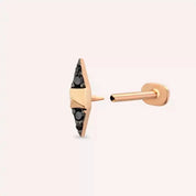 Pointed Siyah Pırlanta Taşlı Rose Altın Piercing