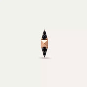 Pointed Siyah Pırlanta Taşlı Rose Altın Tek Küpe