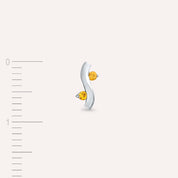 Poise Yellow Safir Taşlı Beyaz Altın Tek Küpe