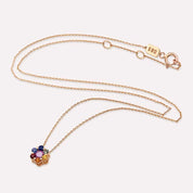 Posy 0.71 CT Multicolor Safir Taşlı Rose Altın Kolye