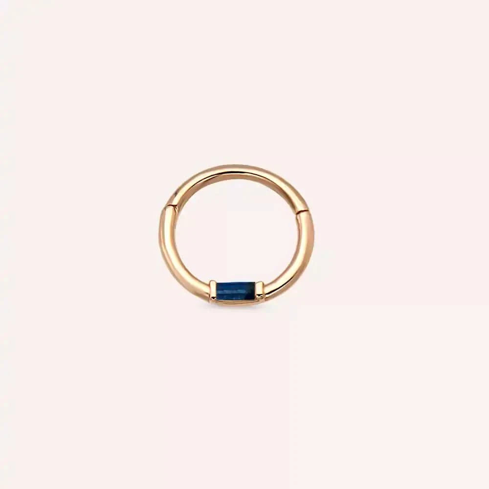 Potty Blue Safir Taşlı Rose Altın Halka Piercing
