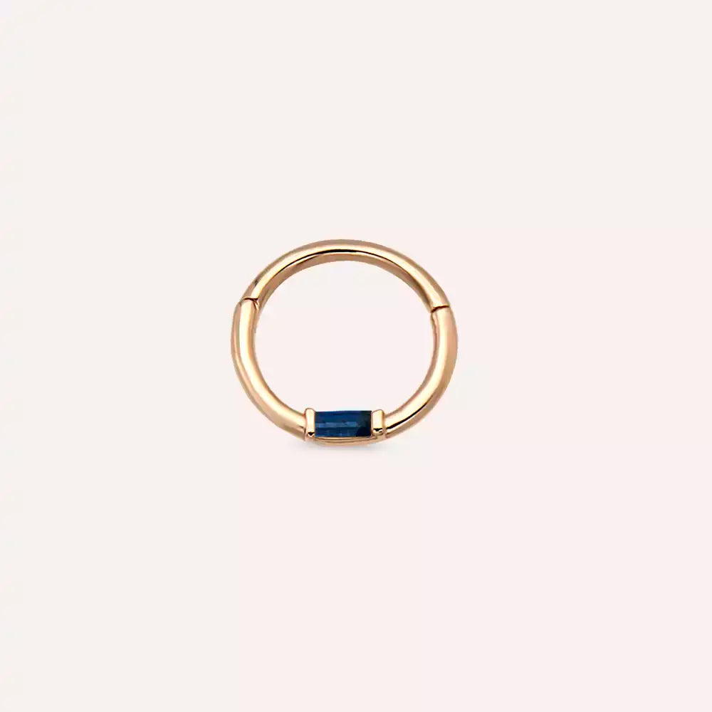 Potty Blue Safir Taşlı Rose Altın Halka Piercing