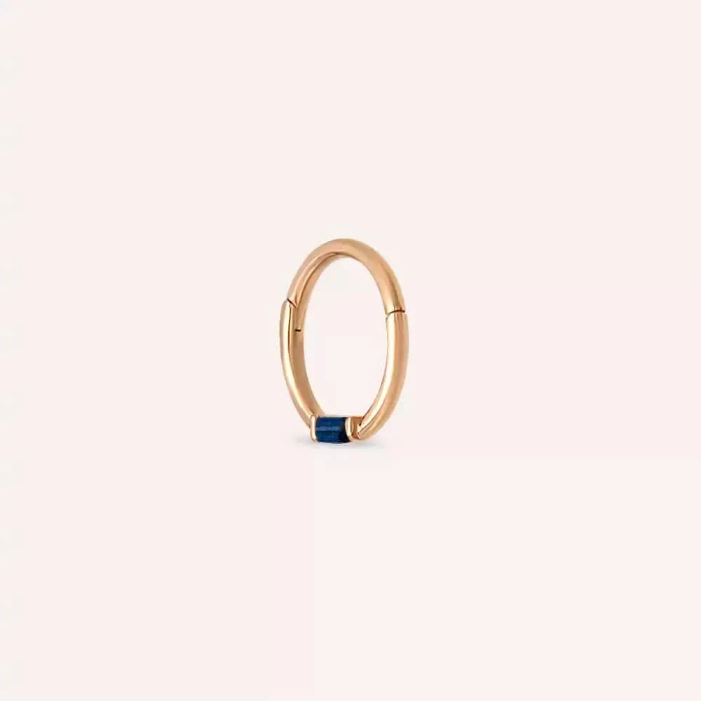 Potty Blue Safir Taşlı Rose Altın Halka Piercing