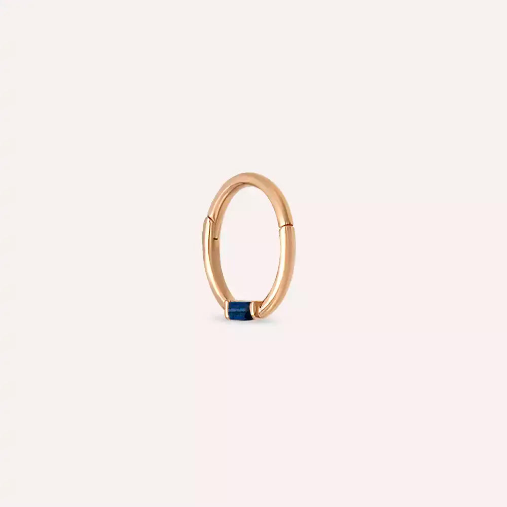 Potty Blue Safir Taşlı Rose Altın Halka Piercing