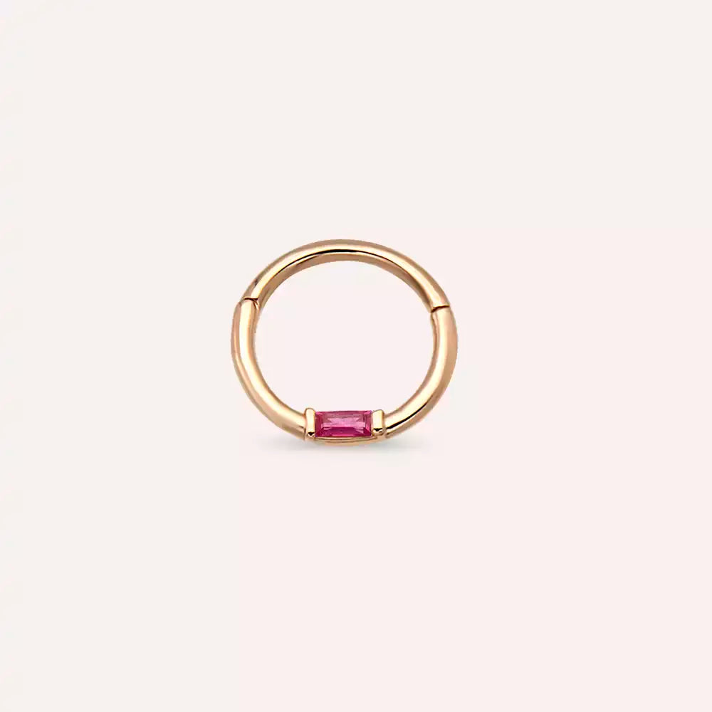 Potty Yakut Taşlı Rose Altın Halka Piercing