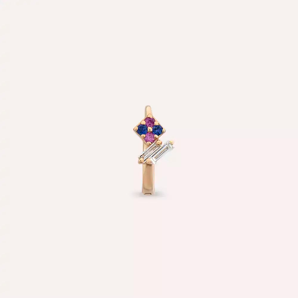 Pretty Blue, Purple Safir ve Pırlanta Taşlı Halka Piercing