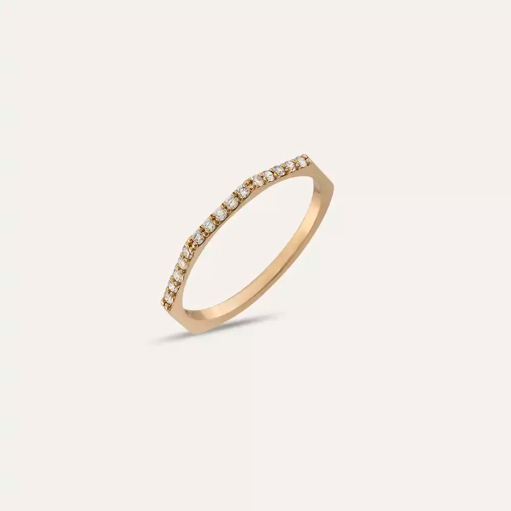 Pure 0.14 CT Pırlanta Taşlı Rose Altın Yüzük