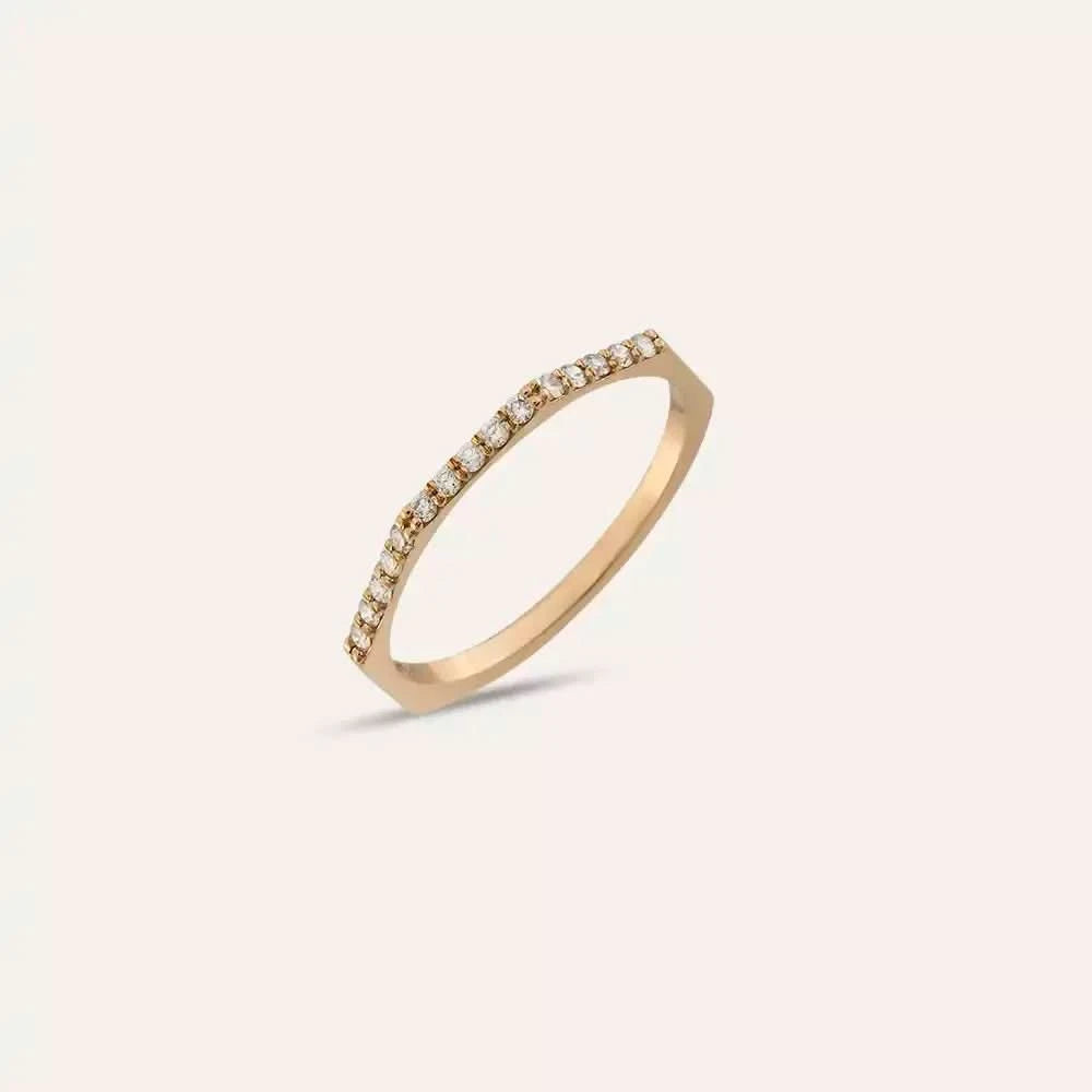 Pure 0.14 CT Pırlanta Taşlı Rose Altın Yüzük