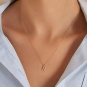 R Harf 0.10 CT Pırlanta Taşlı Rose Altın Kolye