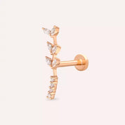 Ravina Pırlanta Taşlı Rose Altın Piercing