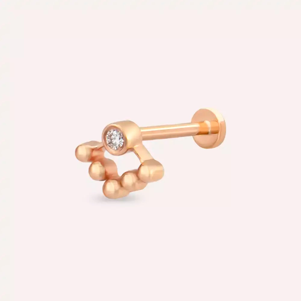 Ray Pırlanta Taşlı Rose Altın Piercing