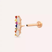 Raya Multicolor Safir ve Pırlanta Taşlı Rose Altın Piercing