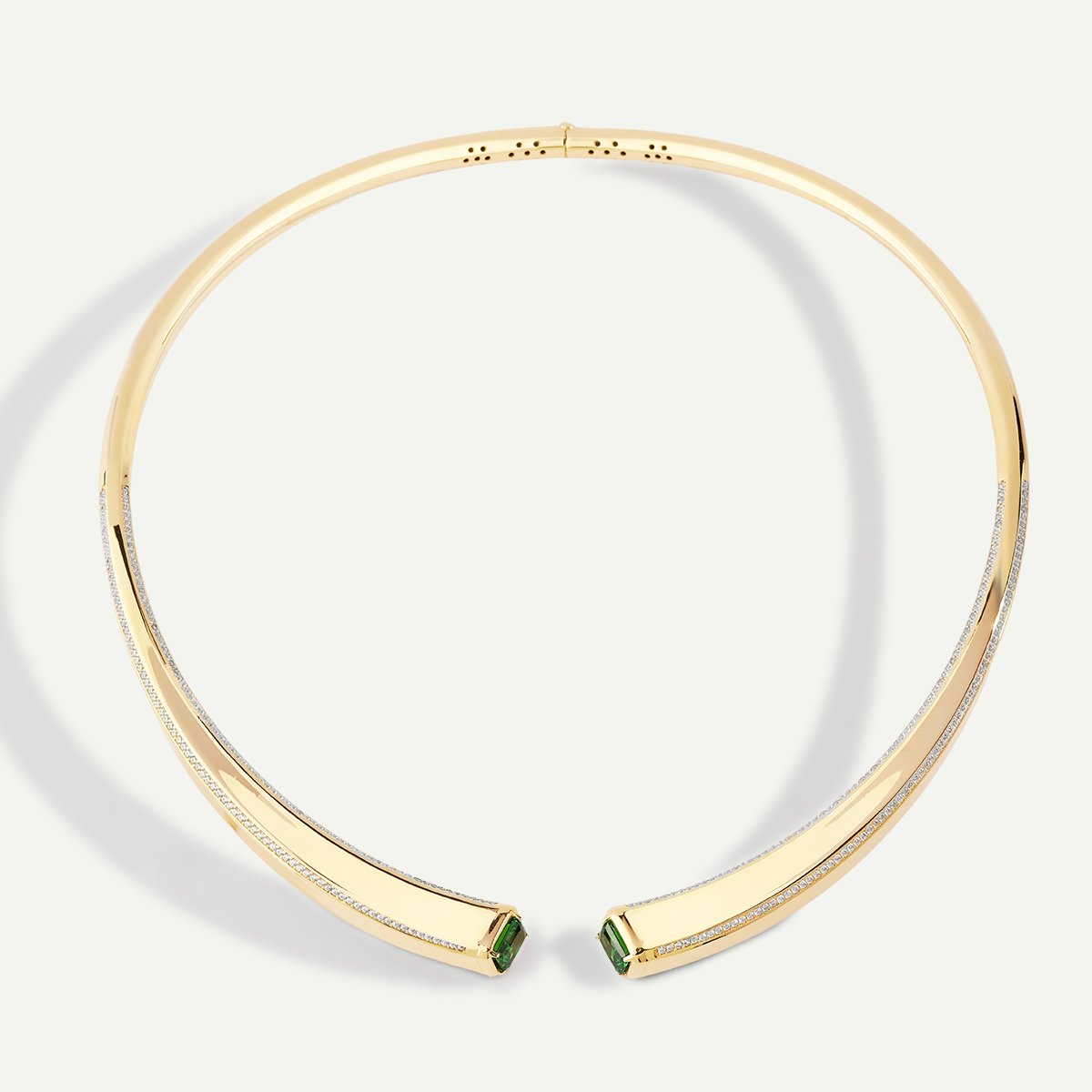Lumi 14 Ayar Altın Yeşil Taşlı Choker Kolye