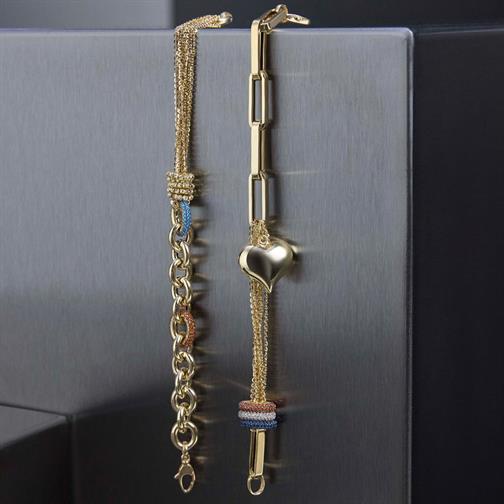 Renkli Taşlı Kalp Zincir Bileklik