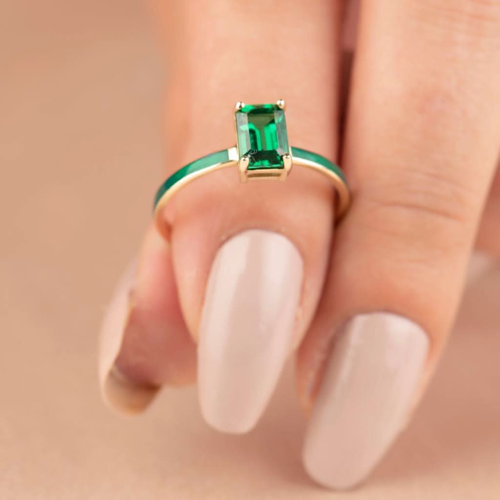 Rhythm Mini Taşlı Octagon Altın Yüzük